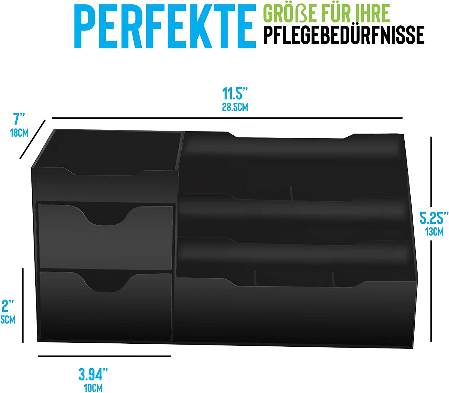 Operitacx Aufbewahrungsbox Mit 3 Schubladen - Schwarz 24x17x20cm