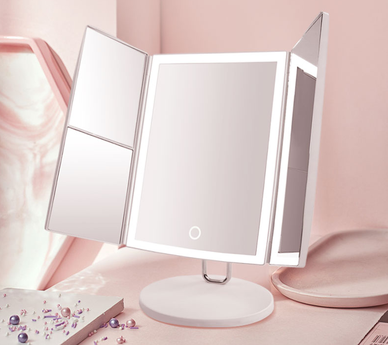 Trifold Makeup Mirrors with LED Light by TOUCHBeauty 7X/3X/2X/1X