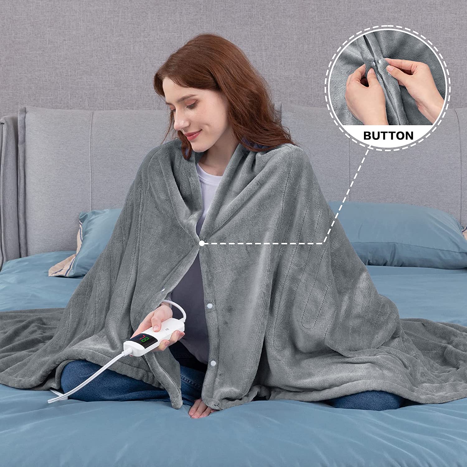 greenoak Heated Electric Blanket Twin Size 62”×84” for Home Bed