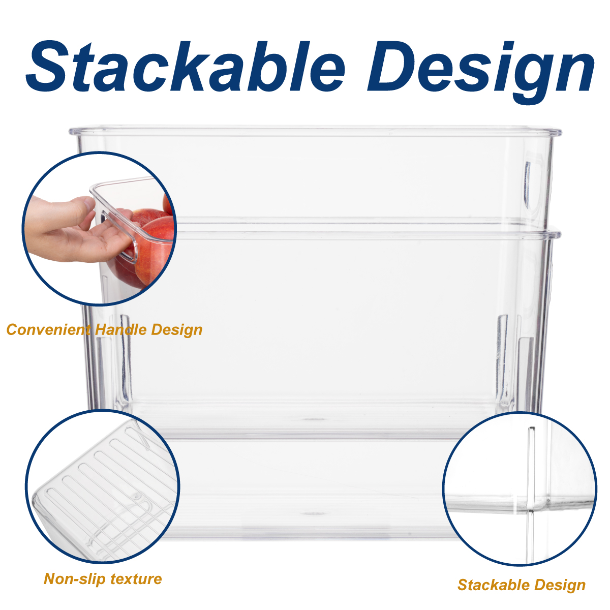 Set Of 8 Clear Pantry Organizer Bins Refrigerator Organizer Bins