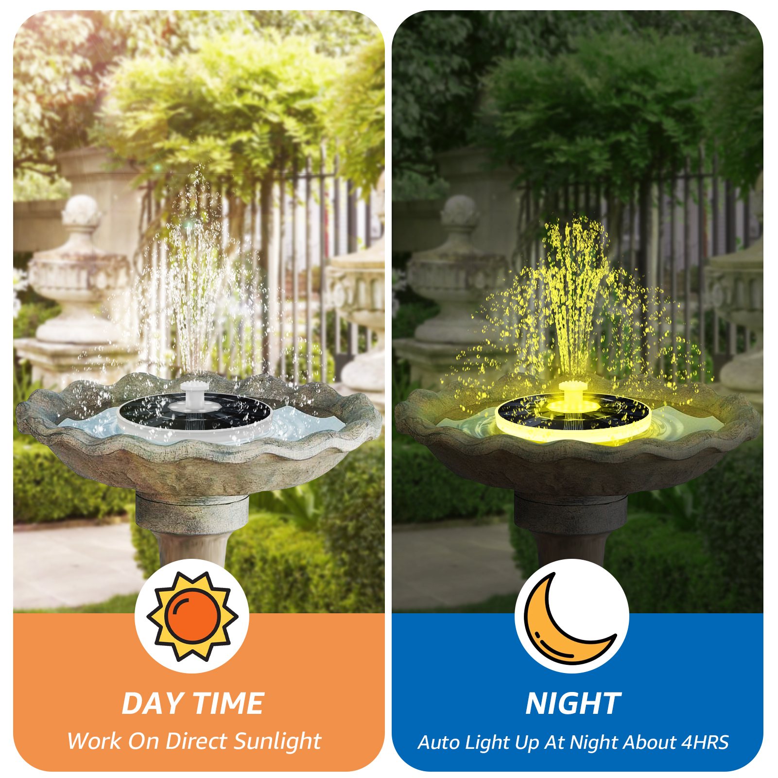 light to hope Solar Fountain Pump for Bird Bath Garden use, Water