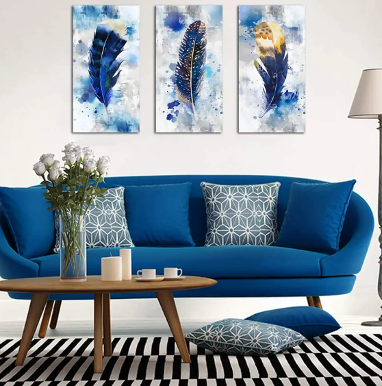 Feather Canvas Wall Art for Living Room Bedroom Large Modern Artwork