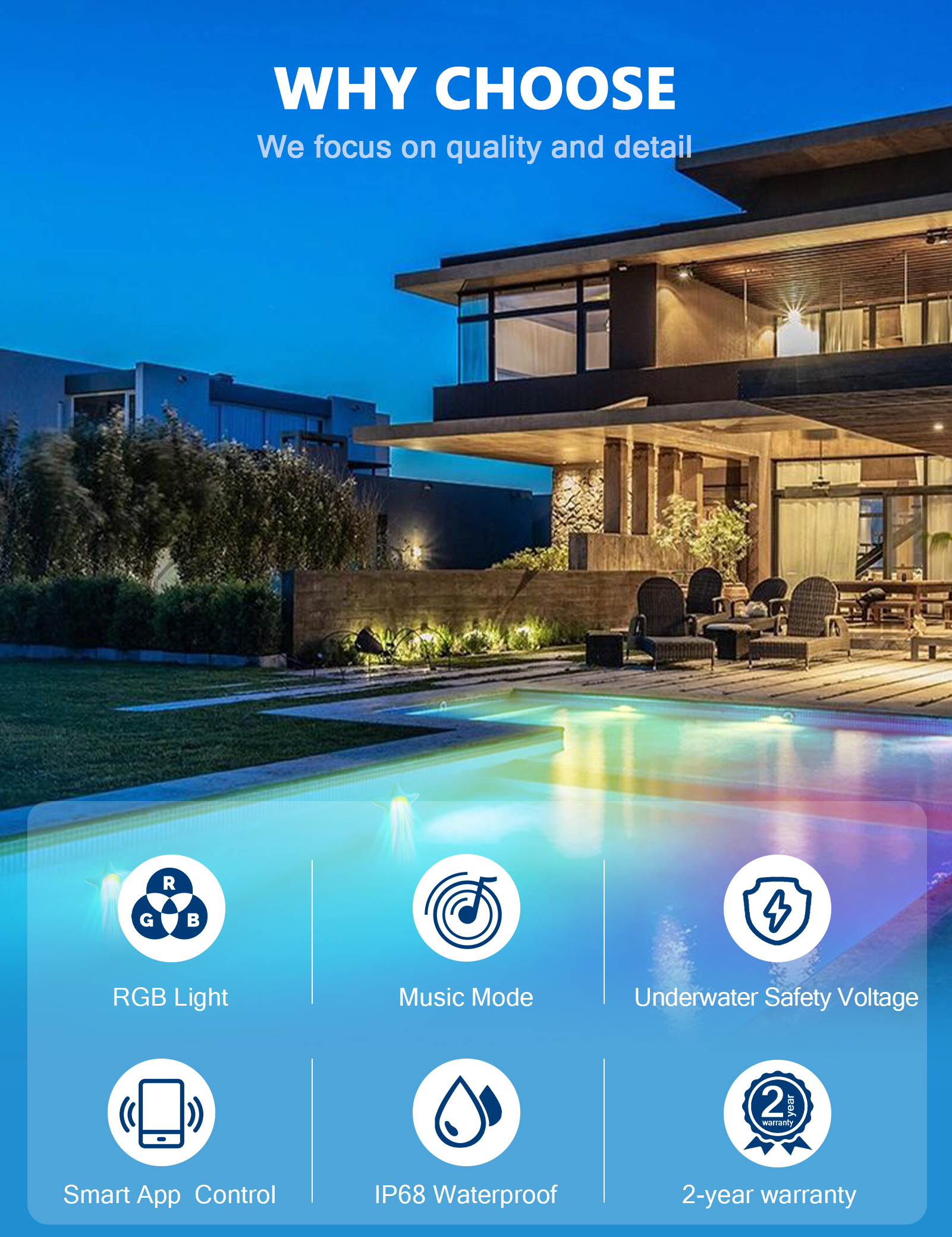 LED Pool Lights,Pool Lights Above Ground for Pool IP68 Waterproof 12V