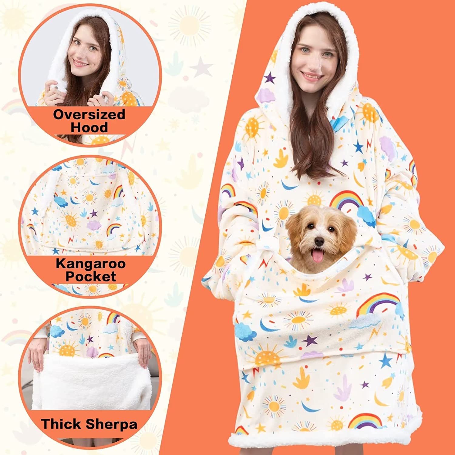 Yescool Wearable Blanket Hoodie for Adult, Oversized Hoodies Sweatshirt