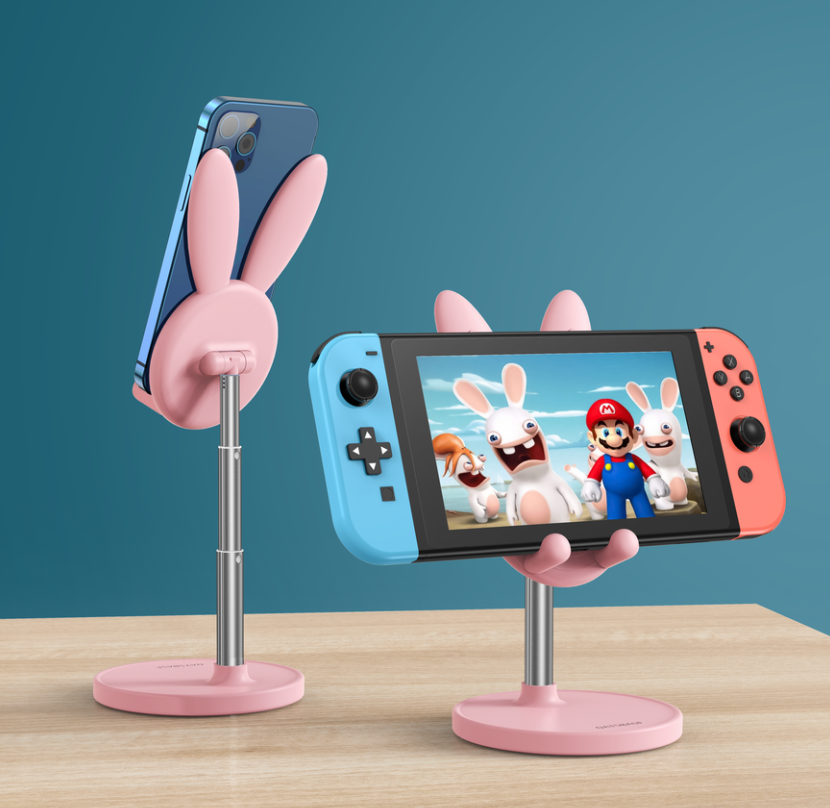 OATSBASF Cute Cell Phone Stand, Adjustable Bunny Phone Stand for Desk