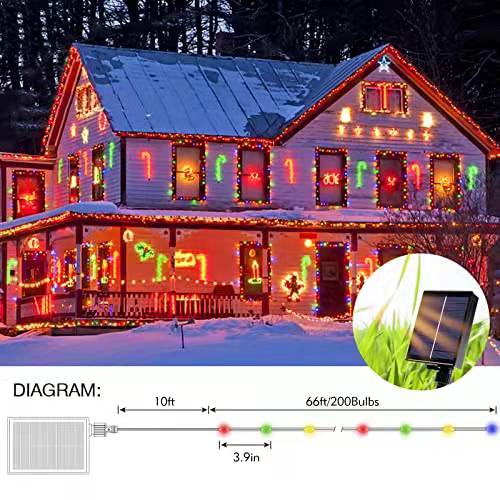 Solar String Lights Color Changing 72ft 200 LED Solar Christmas Lighs